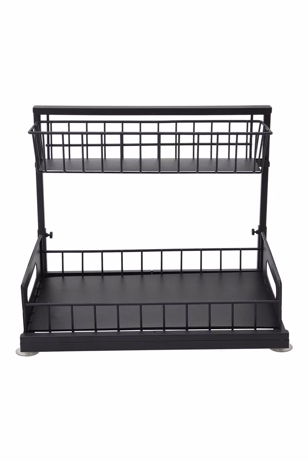 Garden Sanctuary Metal 2-Tier Under Sink Sliding Organizer in Black, W: 37.5 cm, D: 36.5 cm – 2