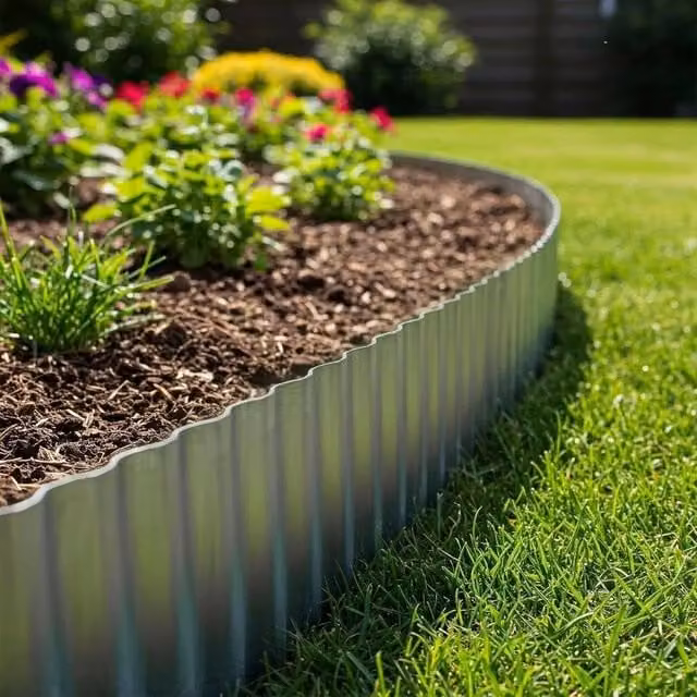 EONLION Heavy Duty Galvanised Steel Flexible Metal Lawn Edging Border in Silver, 100 cm – 1