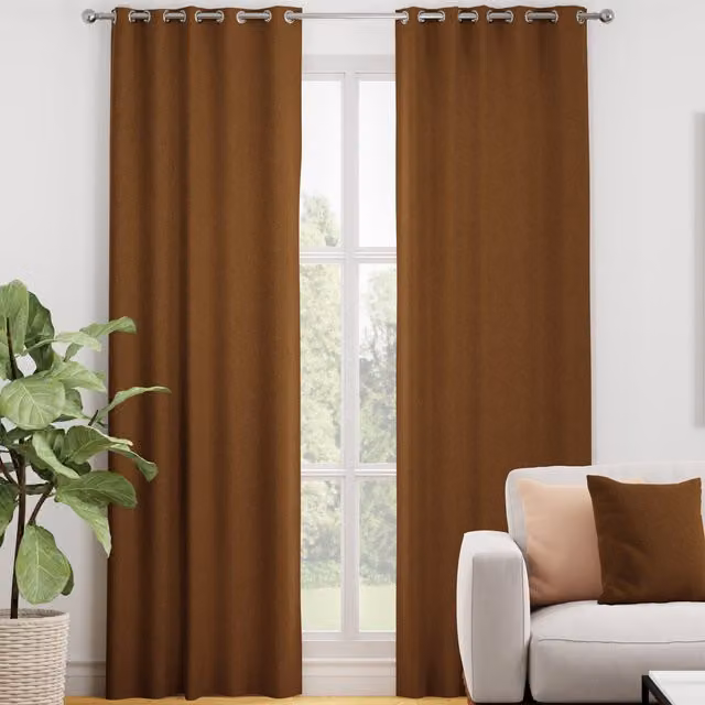 Terrys Kansai Plain Made to Measure Blackout Eyelet Curtain in Orange and Brown