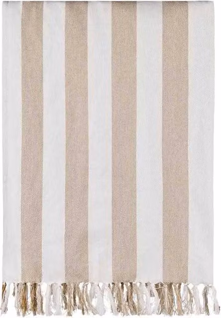 Vinga Ornos Family Hammam Towel in Beige, Striped, Quick-Drying, W/D/H: 180 x 200 cm – 1