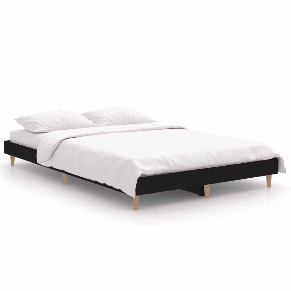 Berkfield Home Small Double Bed Frame in Black, Engineered Wood, W/D/H: 120 x 190 cm – 2