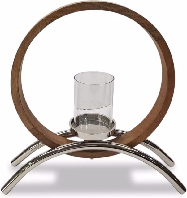 Elm Home And Garden LoopAura Modern Geometric Tabletop Candle Holder in Silver and Gold