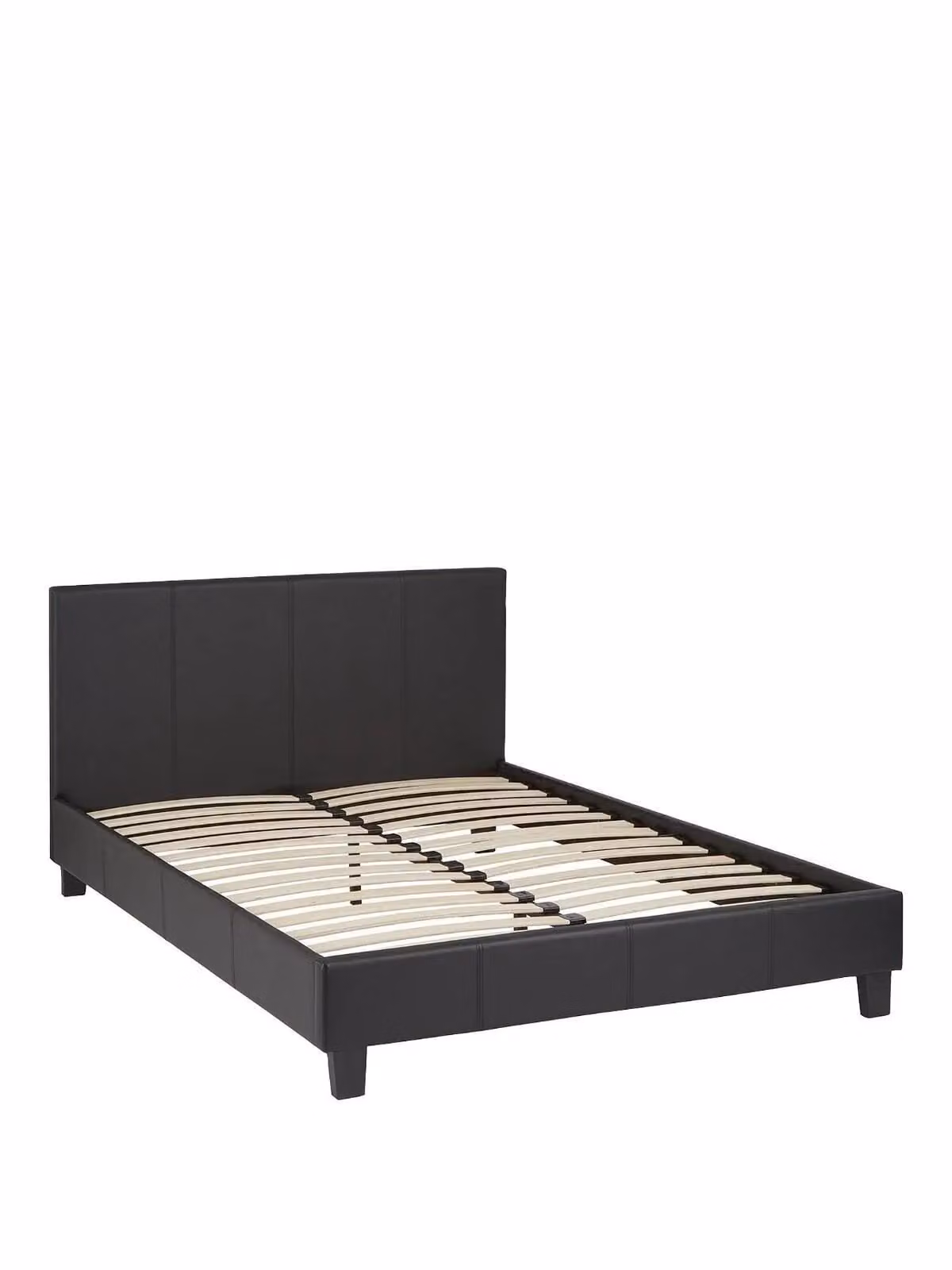 Everyday Marston Upholstered Single Bed Frame in Black Synthetic Leather, 90 x 200 cm