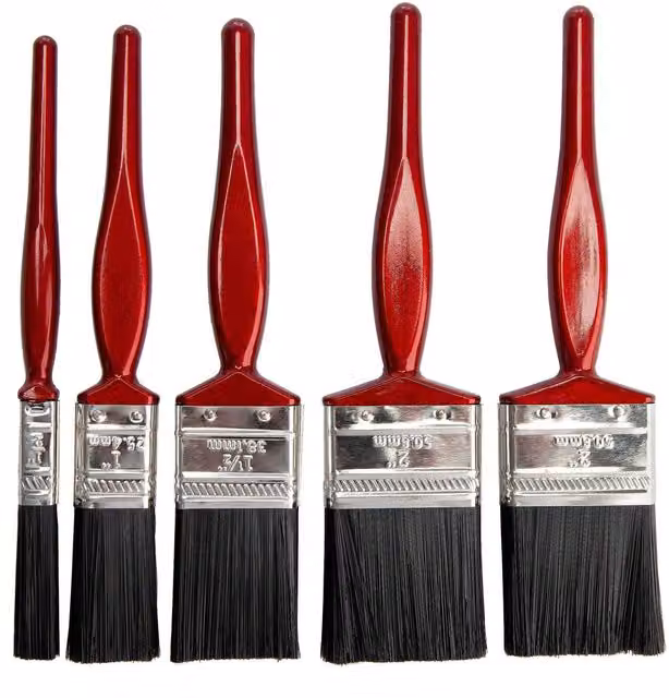 Lynwood Synthetic Polyester Paint Brush Set, Pack of 5, Red, Silver and Black