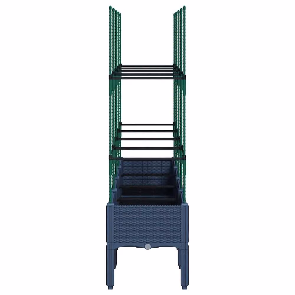 Berkfield Home Garden Planter with Trellis in Blue and Grey, W: 160 cm, D: 40 cm, H: 142.5 cm – 3