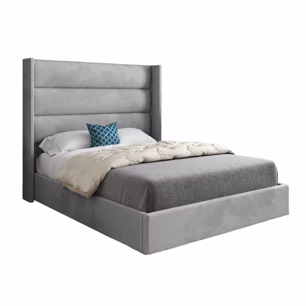 KDMD Shireshead Winged Upholstered Grey Velvet Designer Bed Frame W/D/H: 144 x 137 x 140 cm – 2
