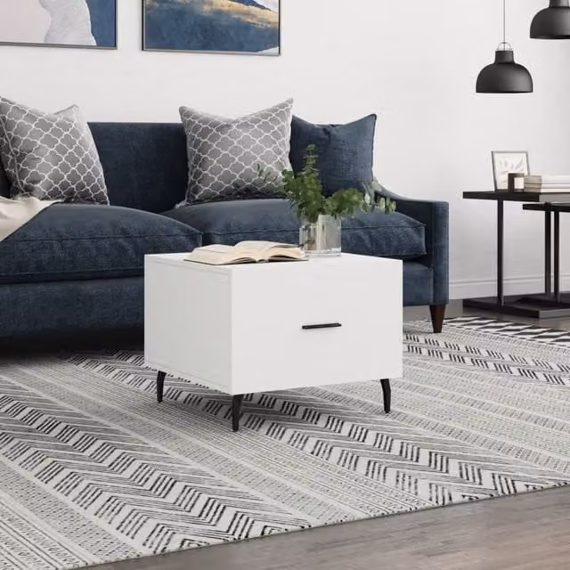 Berkfield Home Modern White Square Coffee Table W/D/H: 50 x 50 x 40 cm – 1