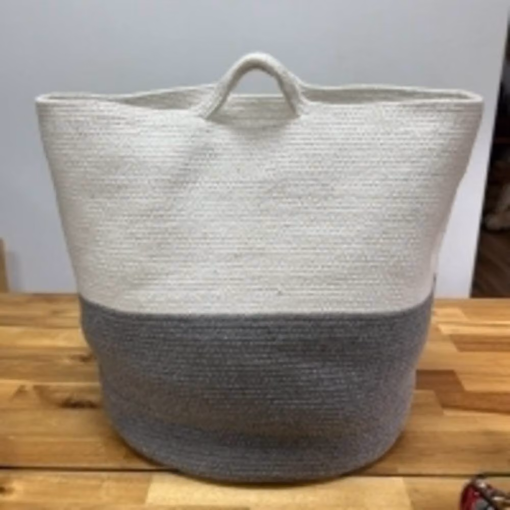 Serenityy Large Cotton Rope Laundry and Storage Basket, Grey, W: 45 cm, D: 40 cm – 2