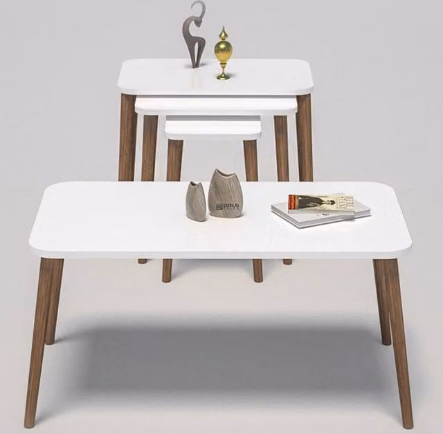 Woohoo Furniture 4 Piece Set of White Nested Rectangular Tables