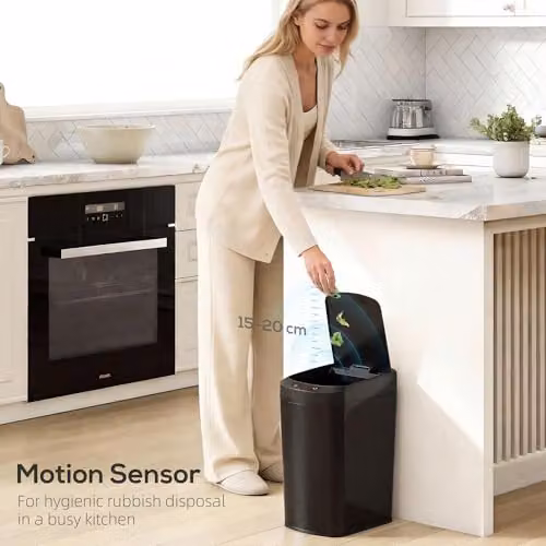 HOMCOM 12L Automatic Touchless Motion Sensor Kitchen Bin, Black, W/D/H: 28 x 41 x 22 cm – 4