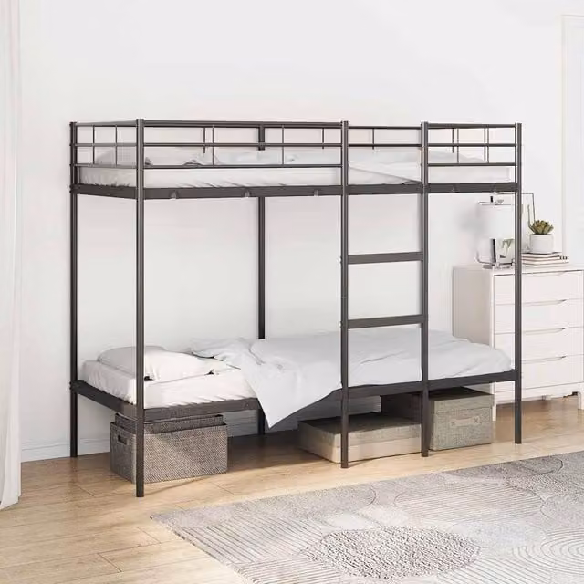 Berkfield Home Black Metal Bunk Bed without Mattress W: 80 cm, L: 200 cm