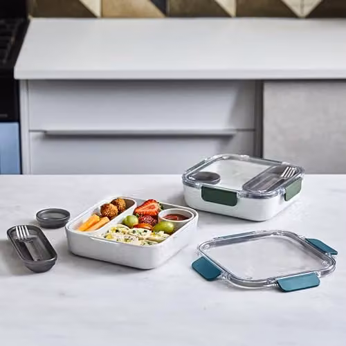 Black + Blum Bento Lunch Box in Ocean Blue, Leakproof and Microwave Safe with Cutlery – 4