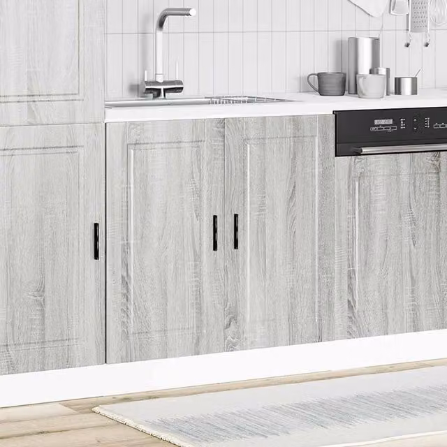 Berkfield Home Porto Sink Base Cabinet in Grey Sonoma, W/D/H: 80 x 46 x 81.5 cm