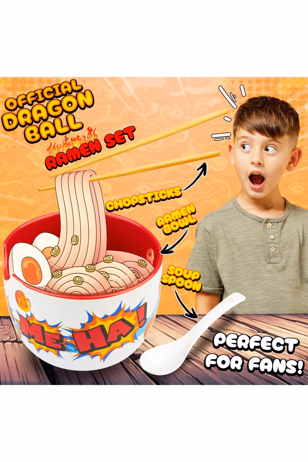 Get Trend Dragon Ball Ramen Bowl Set, Multicolour Ceramic Japanese Rice Noodles Bowl with Ceramic Spoon and Bamboo Chopsticks, 600ml – 7