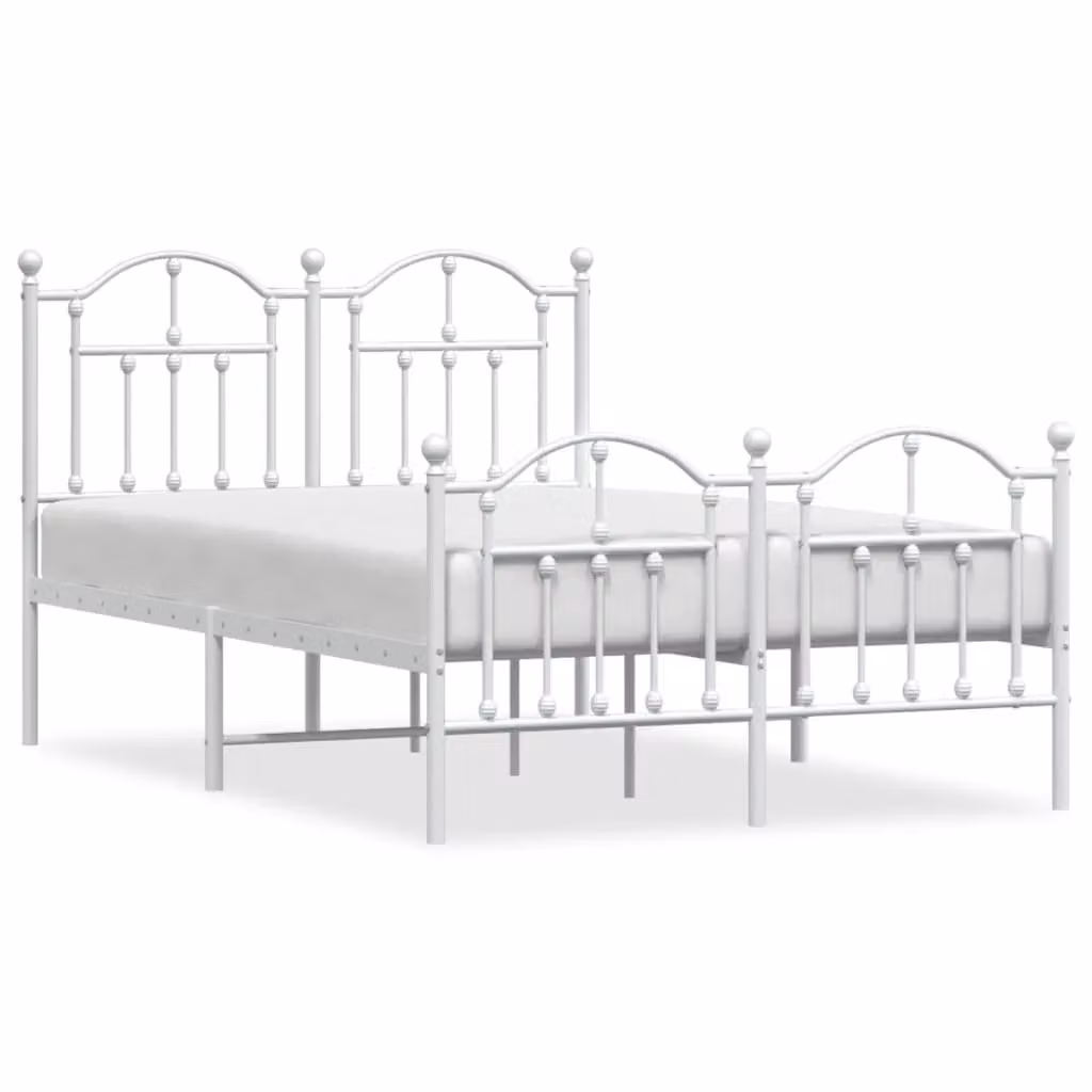 Berkfield Home Metal Bed Frame with Headboard and Footboard, White, W/D/H: 120 x 190 cm – 2
