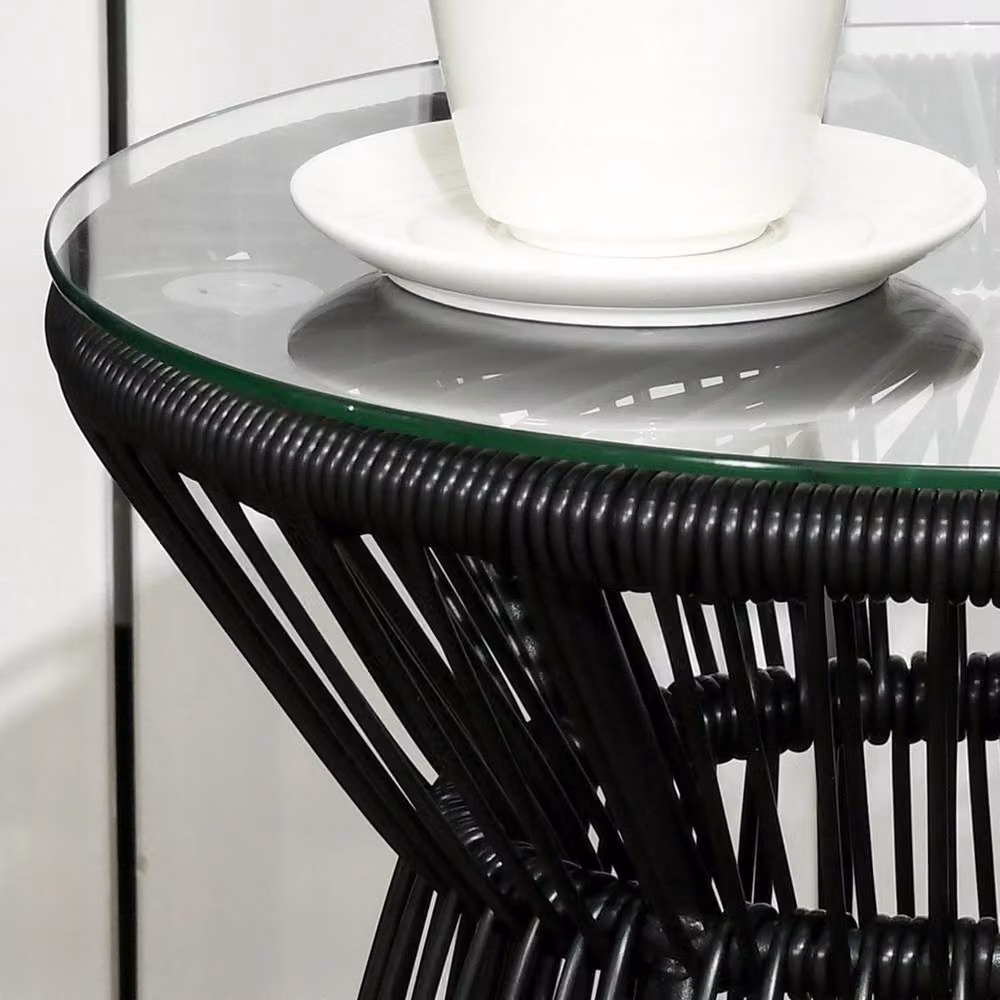 EONLION Round Hollow Drum Design Side Table in Black – 4
