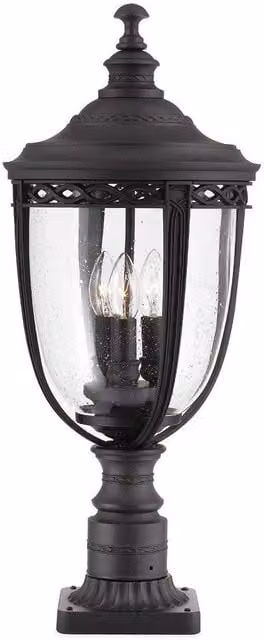 Netlighting English Bridle Large Outdoor Pedestal Lantern, Black, 3-Light, IP44, E14