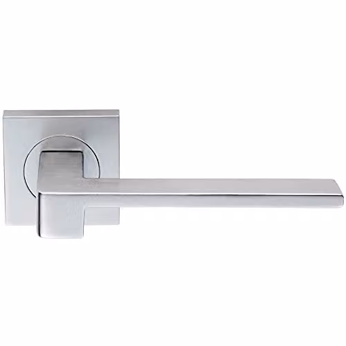 Loops Pair Flat Squared Bar Handle on Square Rose in Satin Chrome with Concealed Fixings