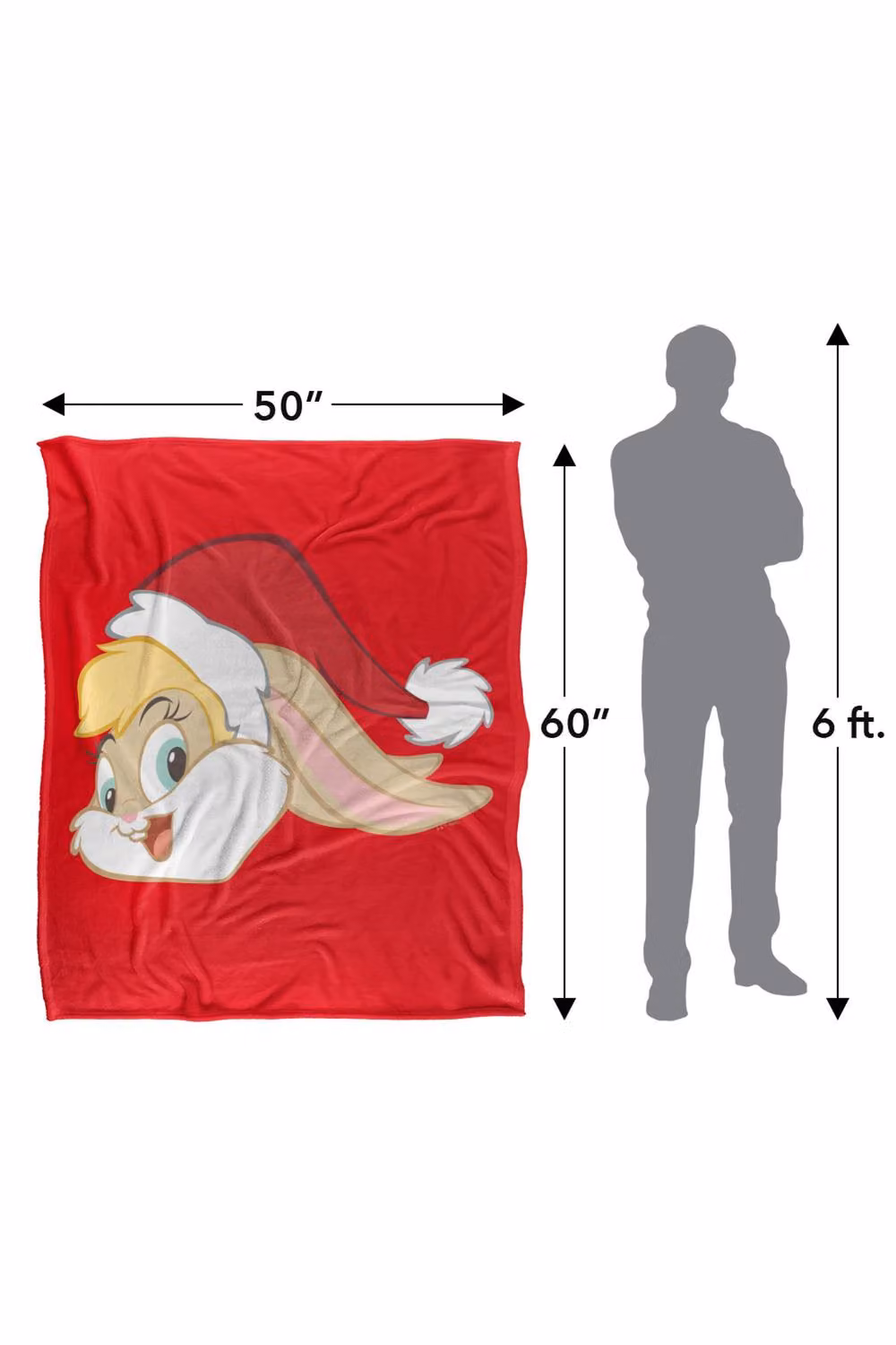 Warner Bros. Looney Tunes Lola Bunny Santa Hat Silky Touch Super Soft Throw Blanket, Red and Multicolour, Extra Large – 3