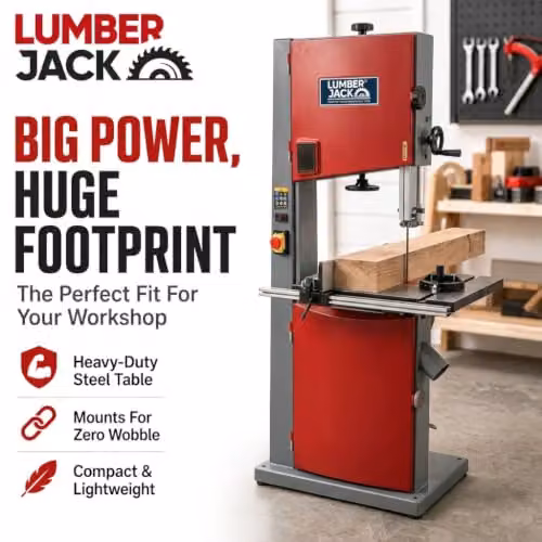Lumberjack 16 inch Professional Floorstanding Bandsaw with Wheel Kit in Red – 9