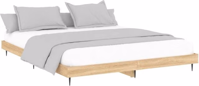 Berkfield Home Sonoma Oak Durable Bed Frame in Light Oak, W/D/H: 200 x 20 x 203 cm