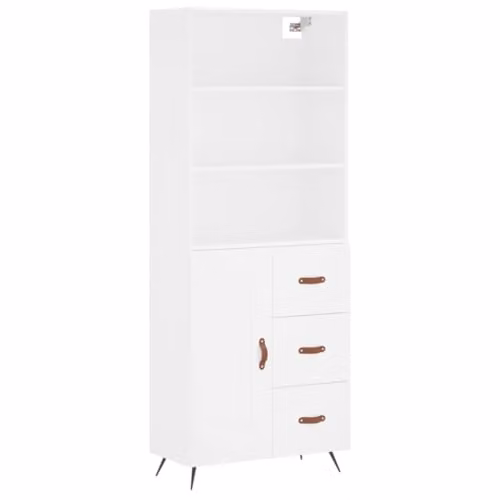 vidaXL Industrial Style Highboard Sideboard in White Engineered Wood with Drawers and Shelves – 1