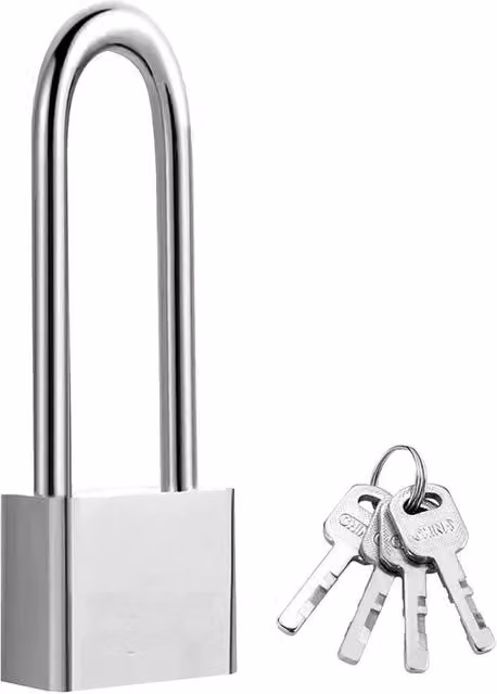 SPETLEK Stainless Steel Long Shackle Padlock with Key in Silver