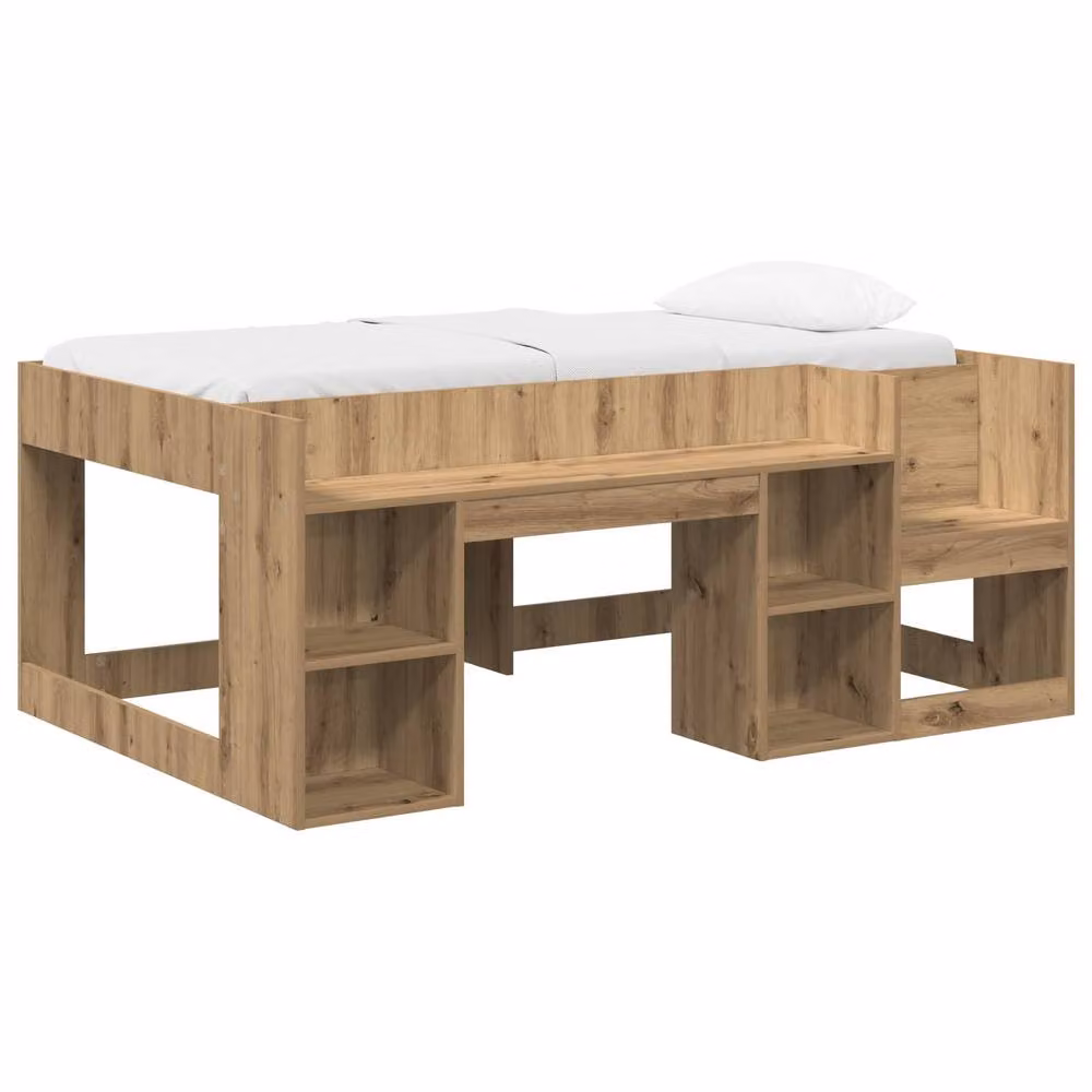 Berkfield Home Kids Bed Frame with Storage in Artisan Oak Brown, W/D/H: 80 x 160 cm – 2
