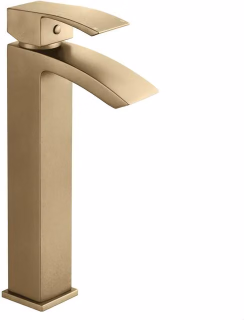 Balterley Square Tall Single Lever Basin Tap, Brushed Brass, W: 5.2 cm, D: 30.7 cm, H: 13.9 cm