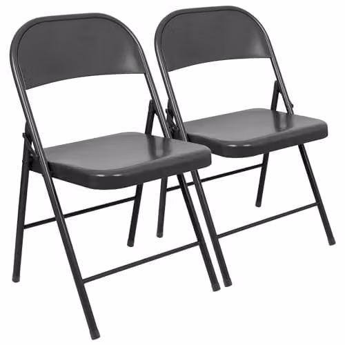 Harbour Housewares Matte Black Metal Folding Chairs, Pack of 2 – 1
