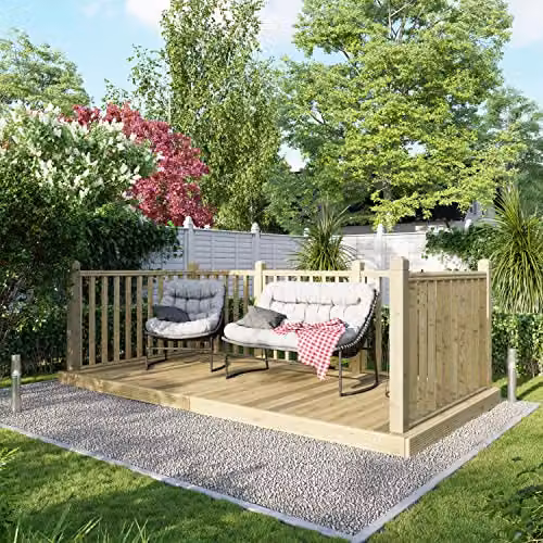Powersheds Premium Wooden Decking Kit with Hand Rails in Brown