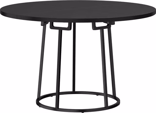 HOMCOM Round Black Dining Table with Spliced MDF Top and Conical Metal Base, Diameter: 120 cm – 1