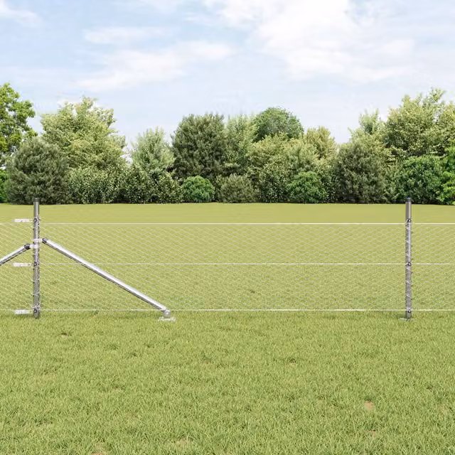 Berkfield Home Silver Galvanised Steel Hexagon Fence – 1