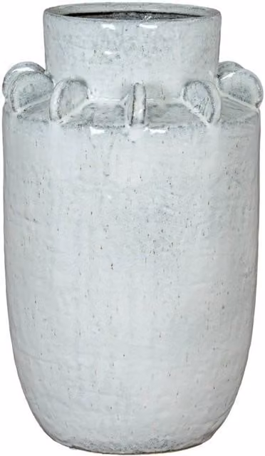 KDMD Dara Large Hydria Vase, Elegant Textured White Ceramic Tabletop Centerpiece