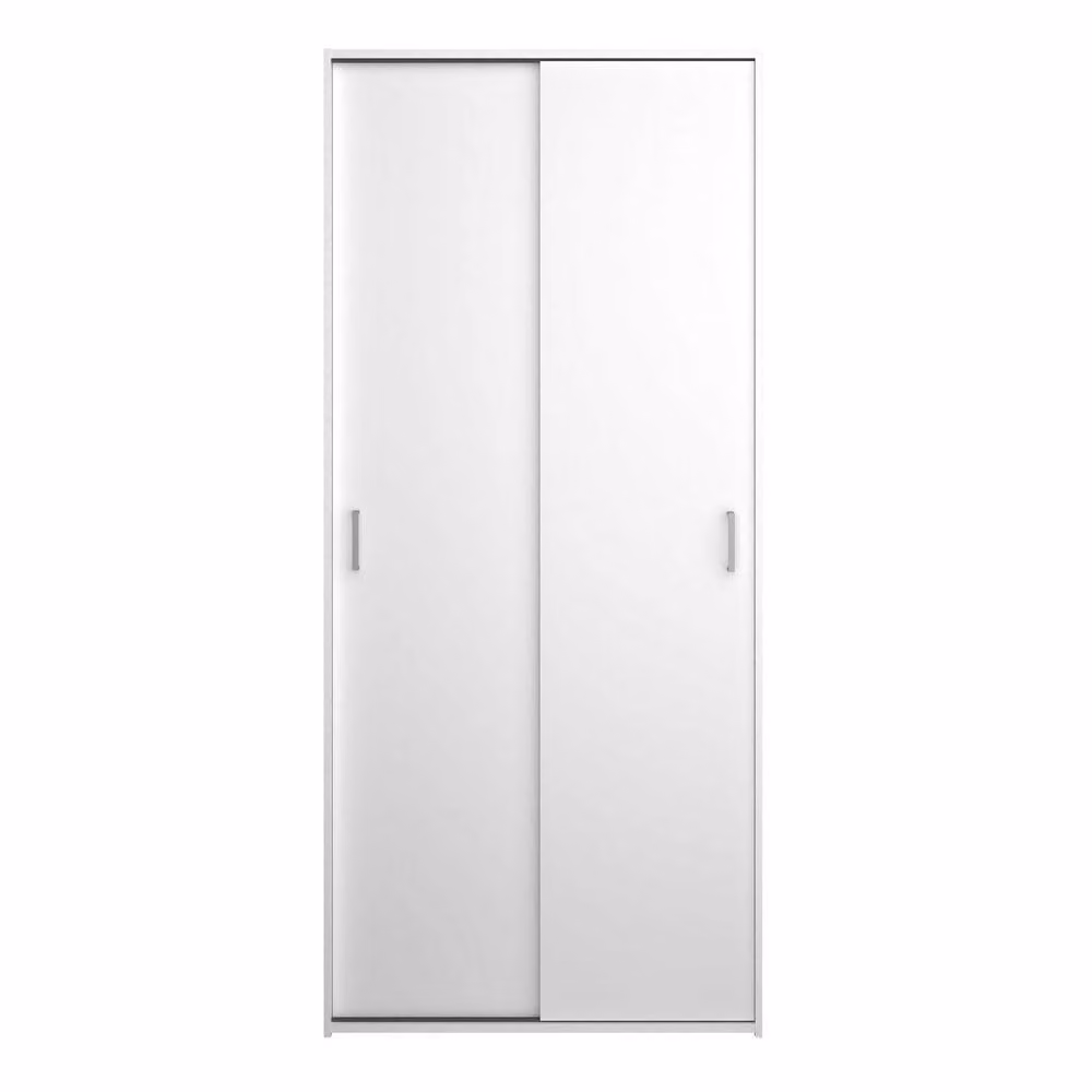 Wyld Haus Munich White Sliding Door Wardrobe with Internal Shelves and Hanging Rod, W/D/H: 175.4 x 48.2 x 41.2 cm – 2
