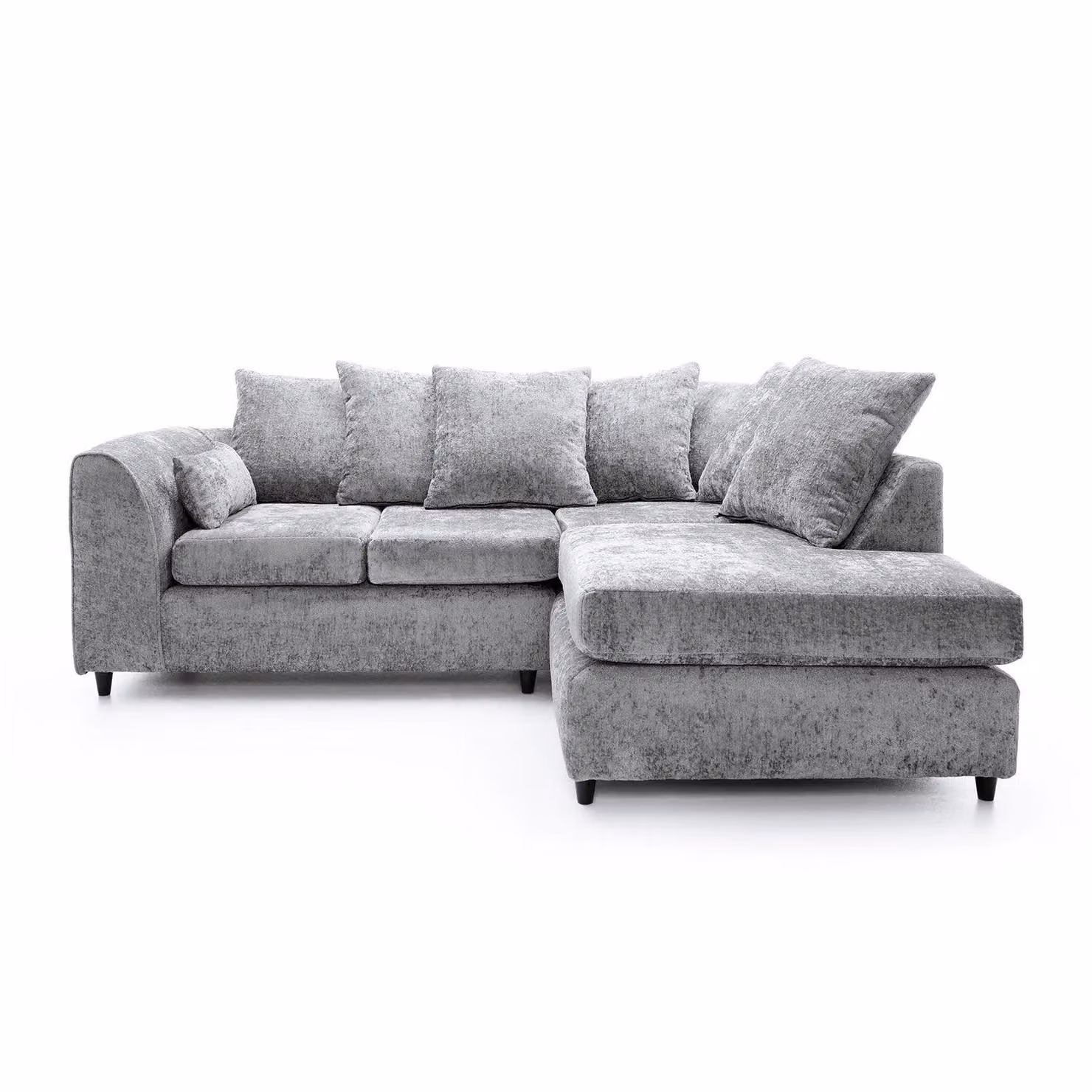 Abakus Direct Harriet Right Facing Corner Sofa in Light Grey Crushed Chenille Fabric – 2
