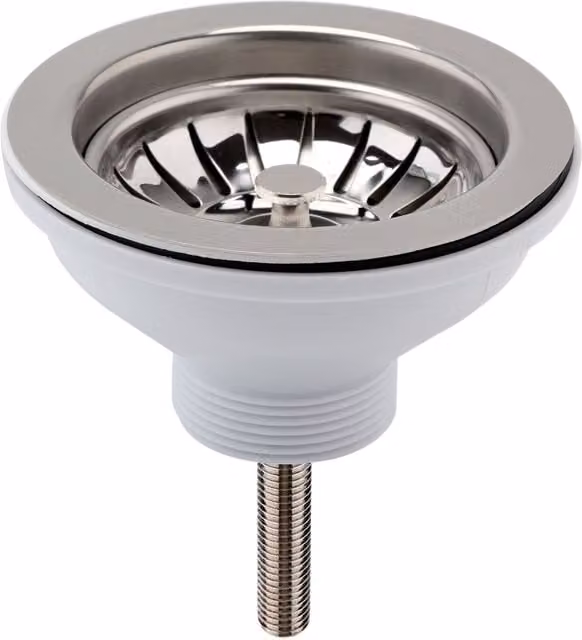 Balterley Kitchen Sink Waste Kit with Stainless Steel Basket Strainer and 1 1/2 inch Pipe, Chrome, W/D/H: 11.5 x 11.5 x 6.3 cm
