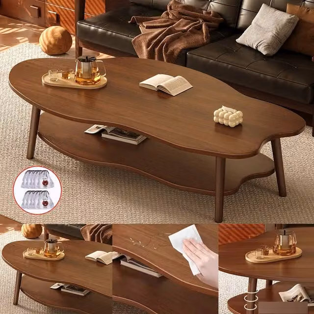 SPETLEK Modern 2-Layer Cloud Coffee Table in Brown – 1