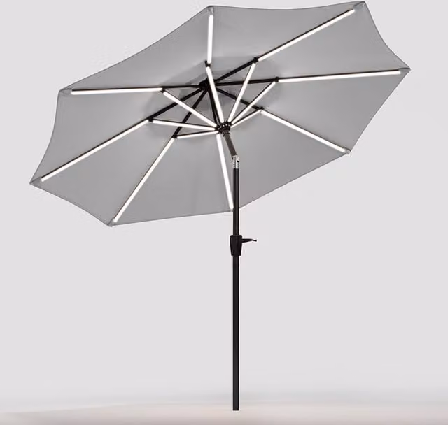 Lifeideas Solar LED Tubes Garden Parasol in Light Grey