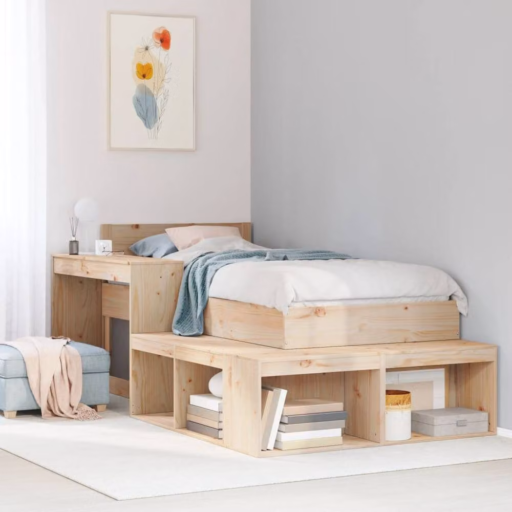 Berkfield Home Versatile Bedside Cabinet with Desk in Light Tan Solid Pine, W/D/H: 122 x 40.5 x 75 cm – 2