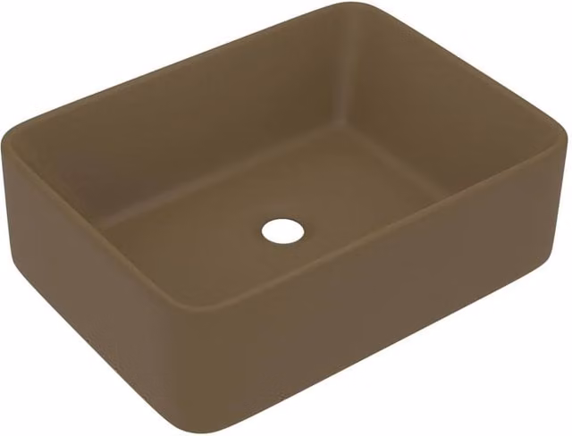 Berkfield Home Luxury Ceramic Rectangular Countertop Wash Basin in Khaki, W/D/H: 41 x 30 x 12 cm – 1