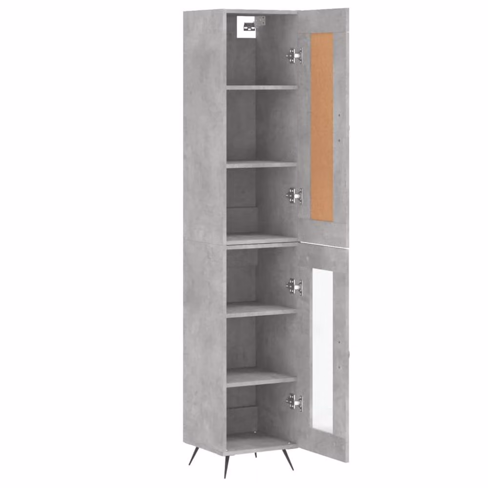 Berkfield Home Highboard in Concrete Grey with Glass Doors, H 180 x W 34.5 x D 34 cm – 3