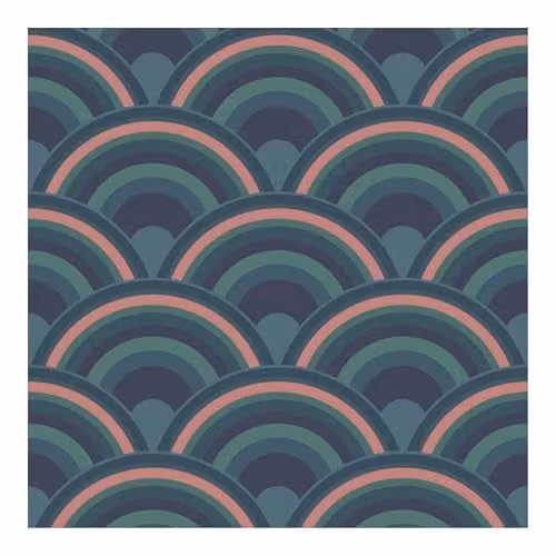 Graham & Brown Curve Earth Geometric Retro Abstract Wallpaper in Blue, Pink, Terracotta and Multicolour, W: 52 cm, H: 1000 cm