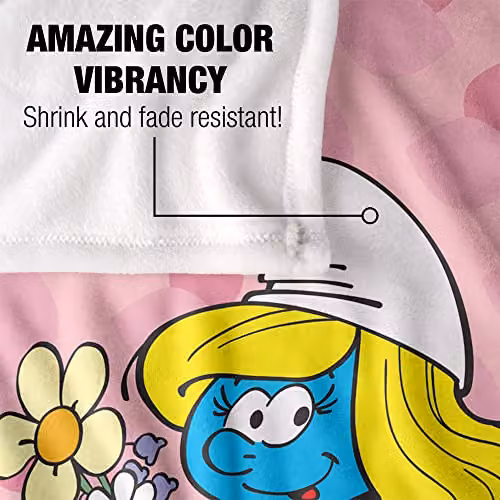 LOGOVISION The Smurfs Smurfette Super Soft Fleece Throw Blanket, White, W: 152 cm, D: 127 cm – 2