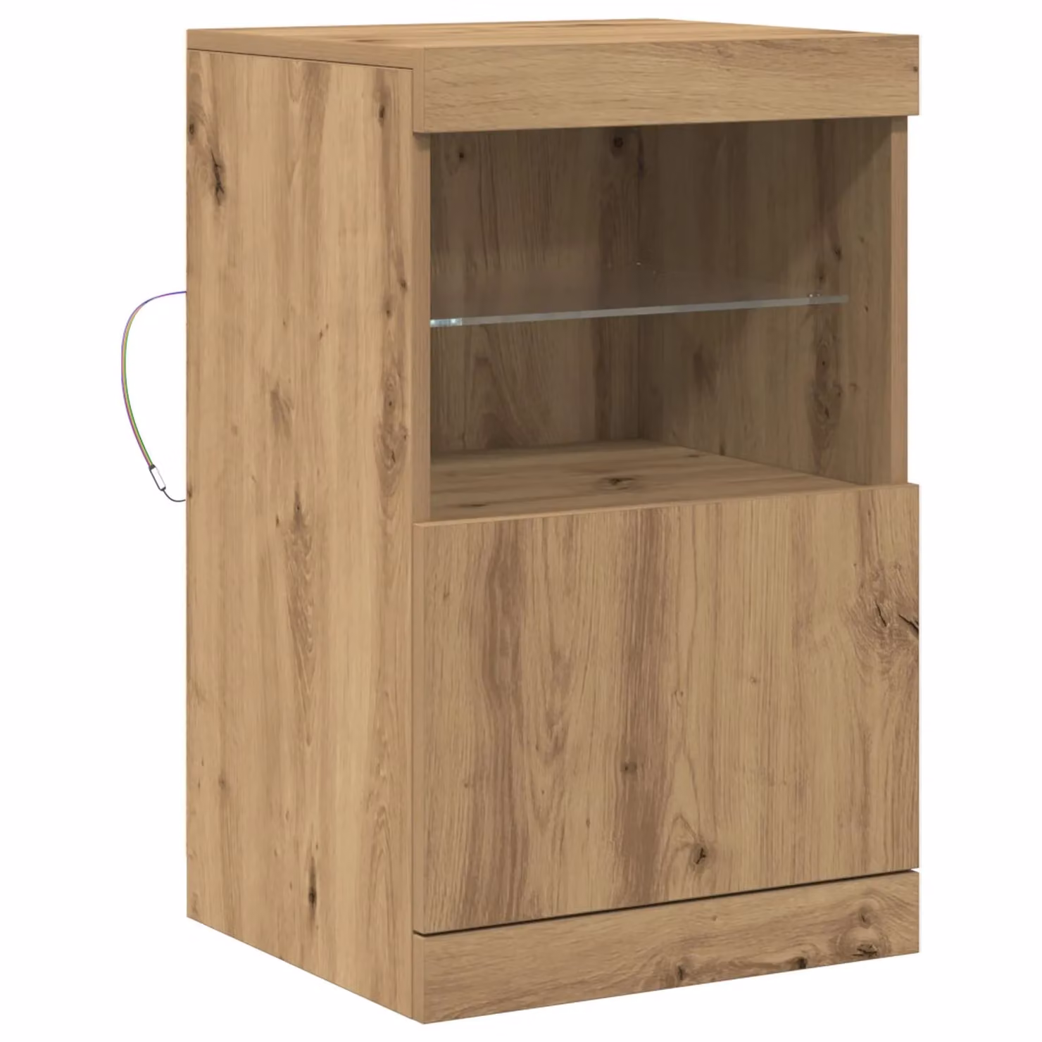 Berkfield Home Artisan Oak Sideboard with Integrated LED Lights in Brown, W/D/H: 41 x 37 x 67 cm – 2