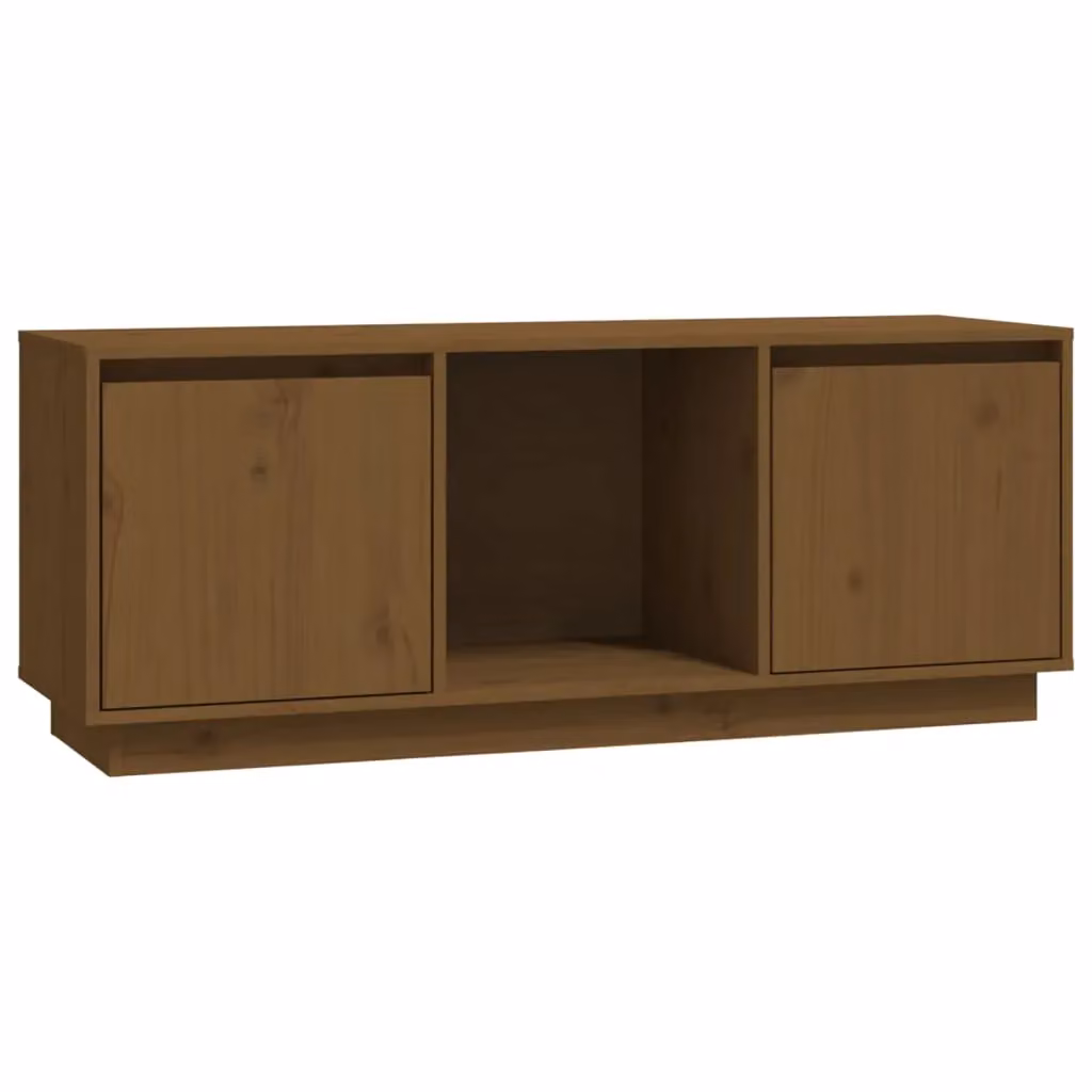 Berkfield Home Modern TV Cabinet in Brown Solid Pine Wood, W/D/H: 110.5 x 44 x 35 cm – 2
