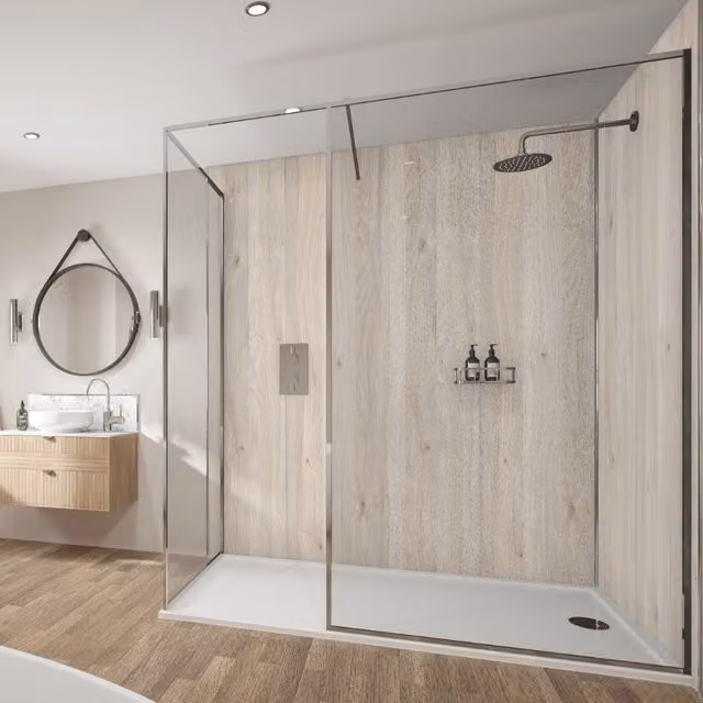Wetwall Scandi Oak Wood Look Laminate Wall Panel Tongue and Groove, W: 88.0 cm, H: 242.0 cm, D: 1.1 cm