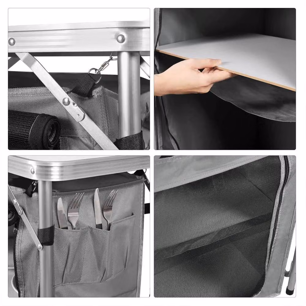 SPETLEK Silver Folding Camping Kitchen Cupboard Table – 4