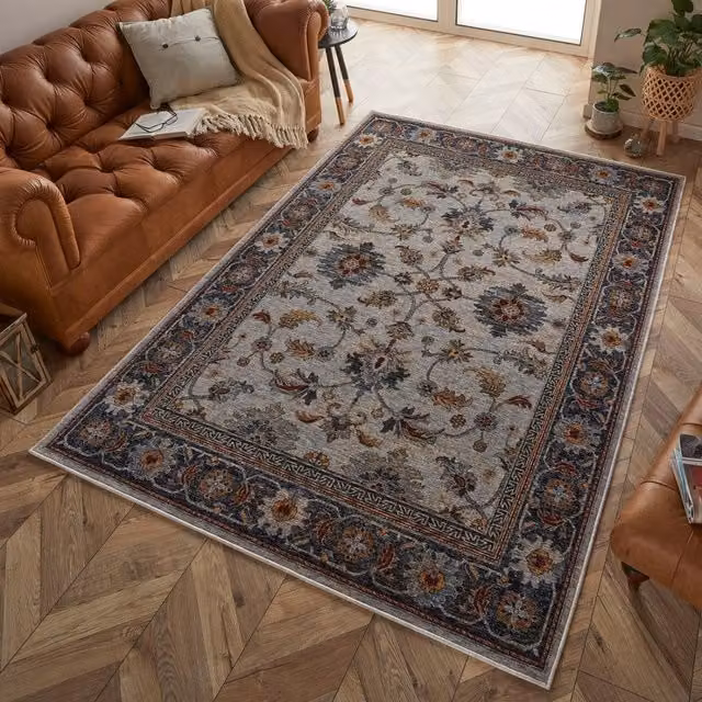 The Rug Shop UK Blue Traditional Floral Machine Woven Runner, W/D: 200 x 280 cm – 1