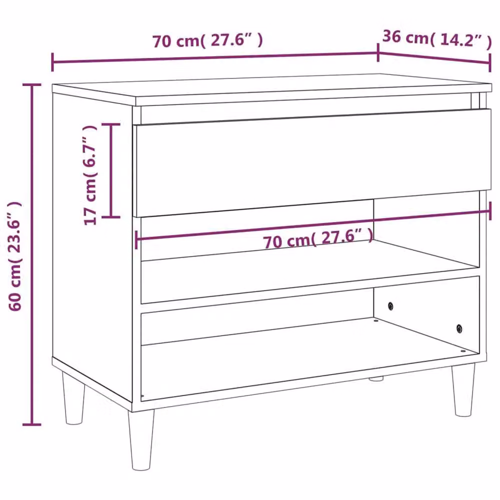 Berkfield Home Smoked Oak Shoe Cabinet in Brown, W/D/H: 70 x 36 x 60 cm – 5
